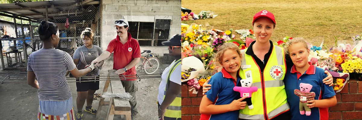 &copy; Australian Red Cross - Aid worker in Kiribati and Dreamworld Trauma Teddy